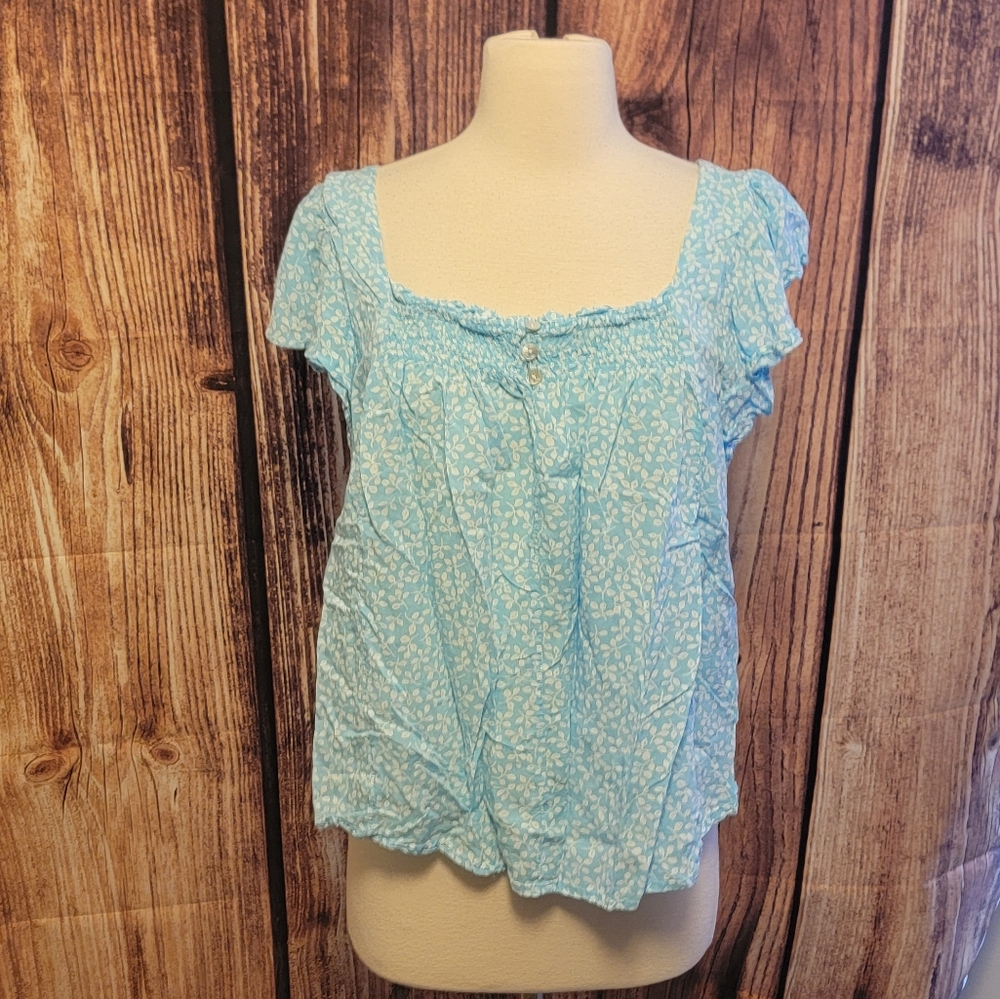 Draper James RSVP Top Size XL Blue/White